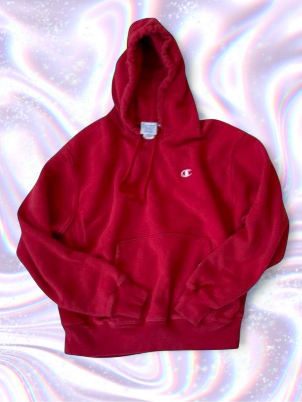 Champion Red Hooded Sweatshirt with C Logo Embroidery